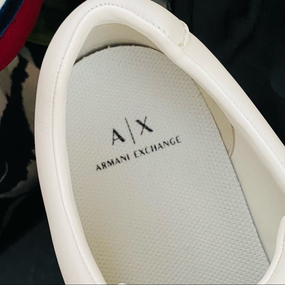 NWT: A|X ARMANI EXCHANGE | White Logo Lace-less Slip-On Sneakers - Picture 7 of 7